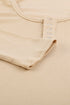 U Neck Button Knit Long Sleeve Top
